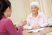 Woman receiving speech therapy